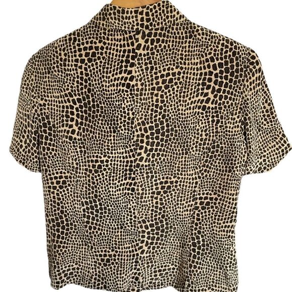 Silk Short Sleeve Jacket Blazer Top - Giraffe Print - Vintage - Size Large - Picture 2 of 4